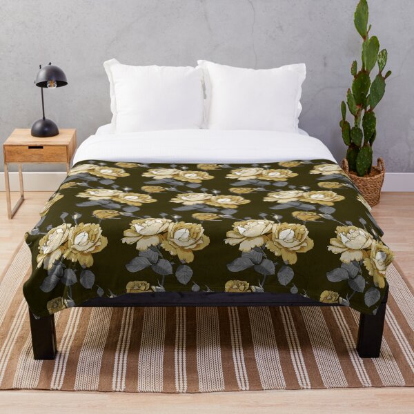 Item preview, Golden Roses Pattern - Dark Background designed and sold by MaeParadise.