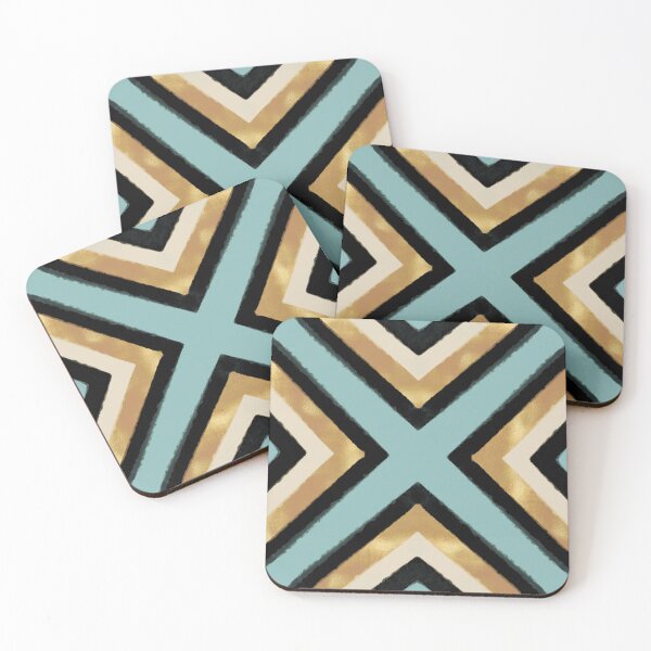 Item preview, Black Gold Mint Brush Strokes Triangles designed and sold by InovArtS.