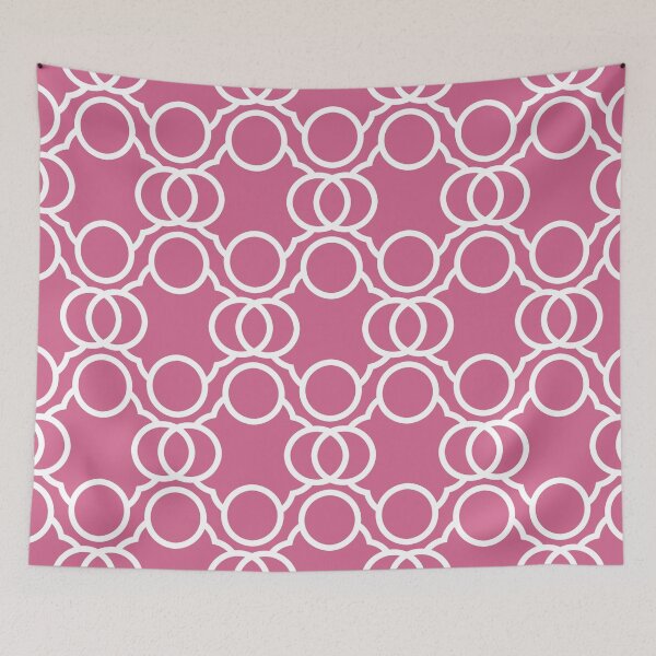 Aperçu de l'œuvre Bubblegum and White Geometric Circle Pattern Pairs Coloro 2022 Popular Color Pink Guava 151-53-27 créée et vendue par ColorOfTheYears.
