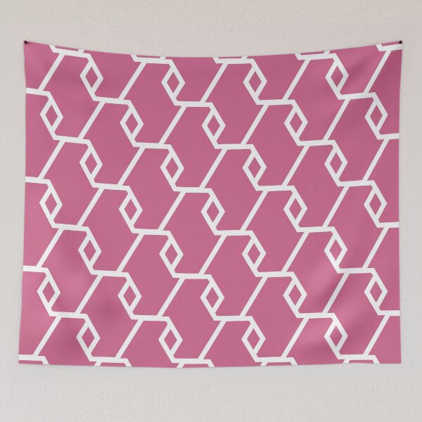 Aperçu de l'œuvre Bubblegum and White Diamond Shape Line Pattern Pairs Coloro 2022 Popular Color Pink Guava 151-53-27 créée et vendue par ColorOfTheYears.