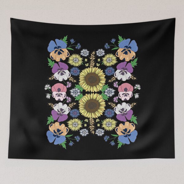 Item preview, Pansy Flowers & Sunflower Vintage Ukrainian Vyshyvanka Style designed and sold by r-silver.