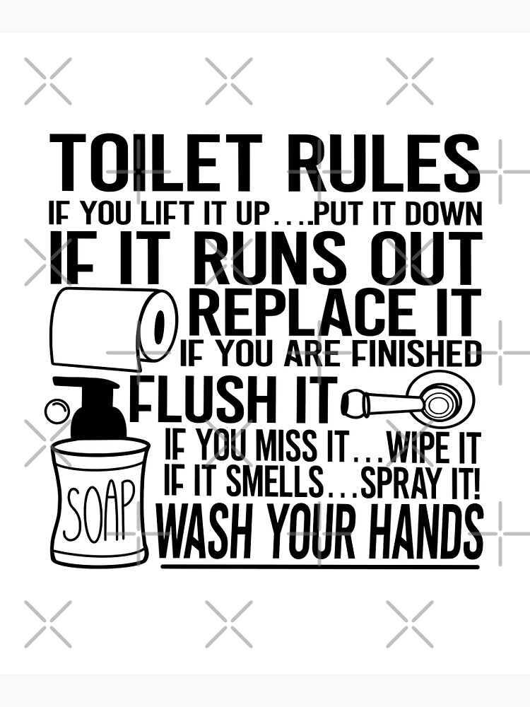 "Toilet Rules (bathroom rules)" Mounted Print for Sale by PrintFound