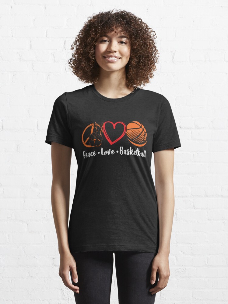 Peace Love Basketball All Over Graphic Tee by Shirts and Date of