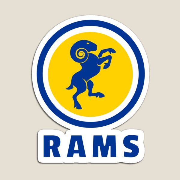 Los Angeles Rams - L.A. Rams logo with Ram Head in Blue & Yellow Die-cut  MAGNET |