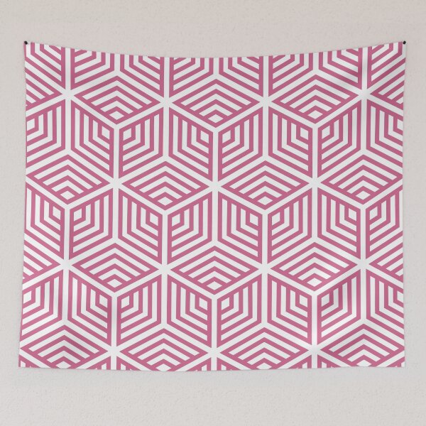 Item preview, Bubblegum and White Ornamental Cube Pattern Pairs Coloro 2022 Popular Color Pink Guava 151-53-27 designed and sold by ColorOfTheYears.