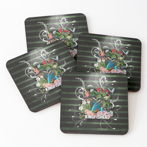 Item preview, Kingfisher on a striped background designed and sold by koalas1414.