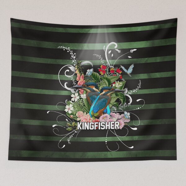 Item preview, Kingfisher on a striped background designed and sold by koalas1414.