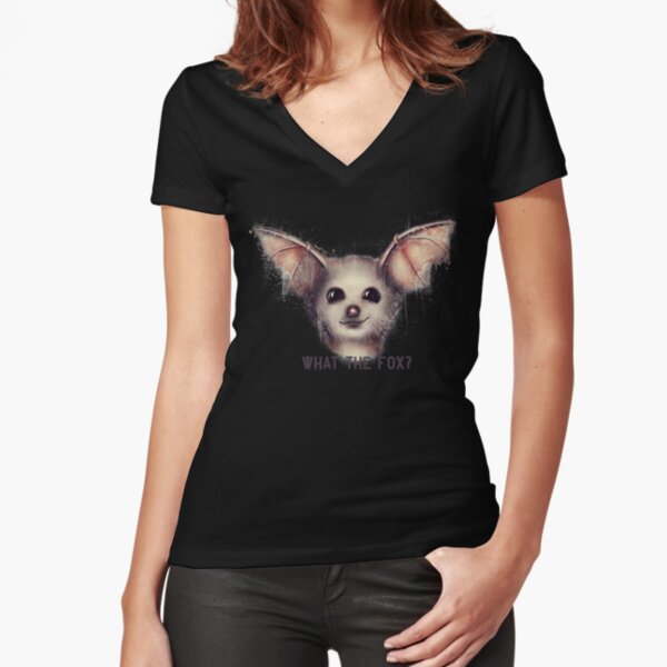 What the Fox? Tailliertes T-Shirt mit V-Ausschnitt