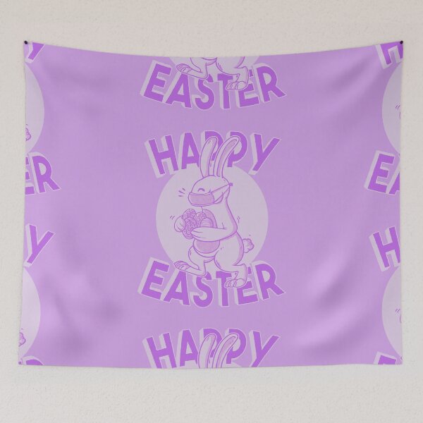 Item preview, covid happy easter face mask bunny pastel purple designed and sold by Gossip Rag.