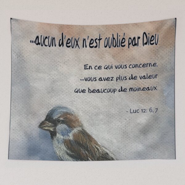 Item preview, Fragile little sparrow Luke 12:6, 7 | bible verse designed and sold by NathBros.