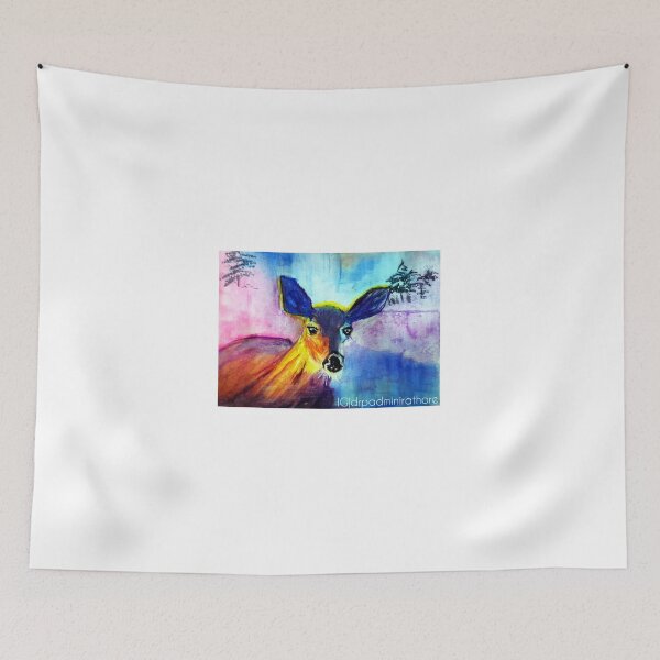 Item preview, Lone deer in the forest watercolor portrait designed and sold by drp24.