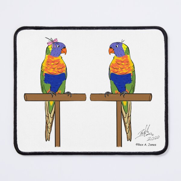 Item preview, Crazy Bird Man with Rainbow Lorikeets designed and sold by Laughing Parrot Studio.