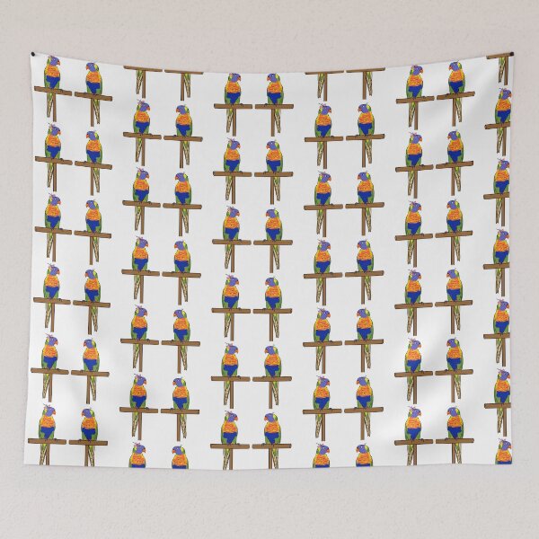 Item preview, Crazy Bird Man with Rainbow Lorikeets designed and sold by Laughing Parrot Studio.