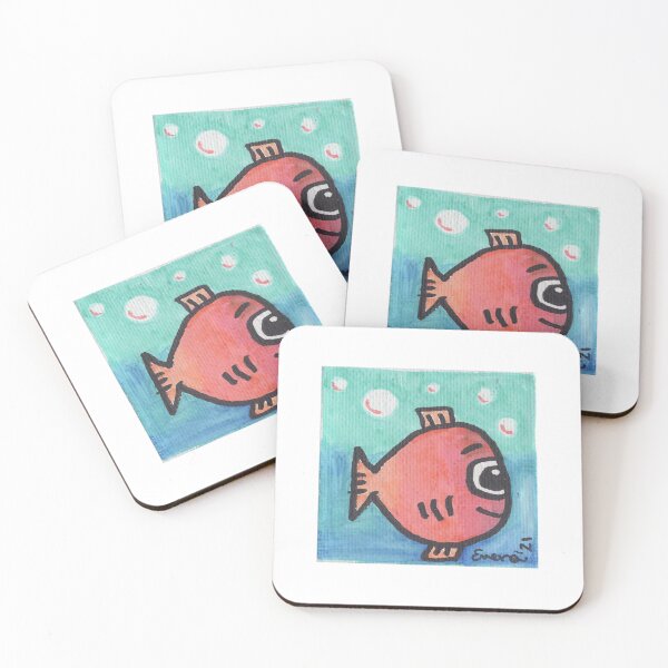 Item preview, Orange Fishy Critter on Turquoise Background designed and sold by everalovelace.