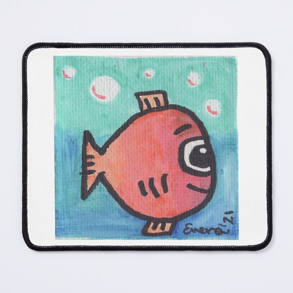 Item preview, Orange Fishy Critter on Turquoise Background designed and sold by everalovelace.