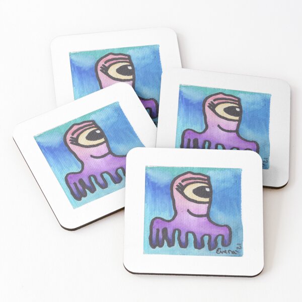 Item preview, Purple Septapus Critter on Blue Background designed and sold by everalovelace.