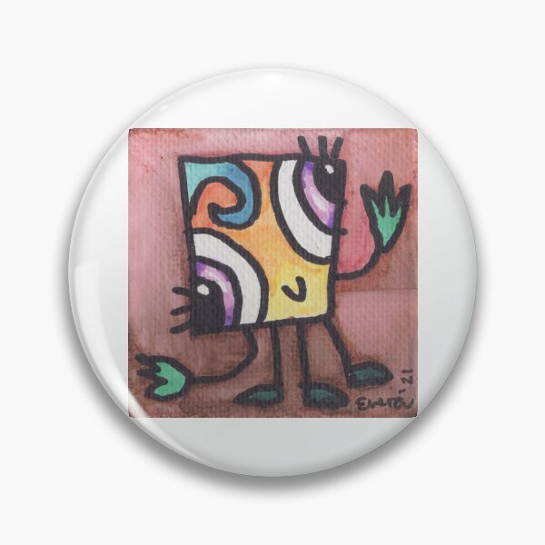 Item preview, Yellow Square Critter with Blue Hair on a Brown Background designed and sold by everalovelace.
