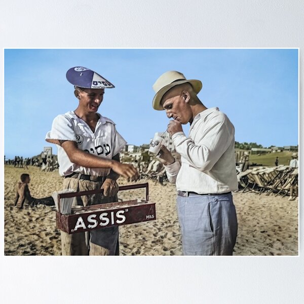 Item preview, Israel, Tel Aviv. Juice Vendor on the Beach. 1934. designed and sold by UltraQuirky.