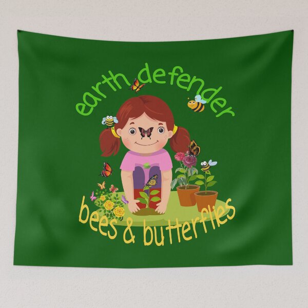Item preview, Earth Defender Girl Planting A Pollinator Garden For Bees & Butterflies designed and sold by walkingrock.