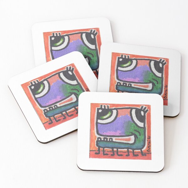 Item preview, Multicolored Three Teeth Critter on Orange Background designed and sold by everalovelace.