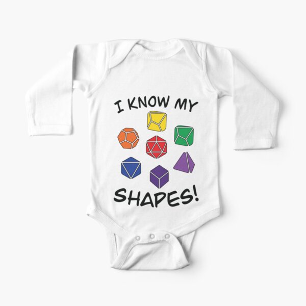 D&D Kids or Baby I Know My Shapes with Polyhedral Dice Long Sleeve Baby One-Piece