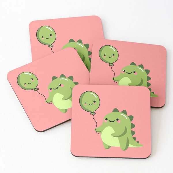 Item preview, Kawaii Dinosaur Holding Balloon designed and sold by ChelleCreate.