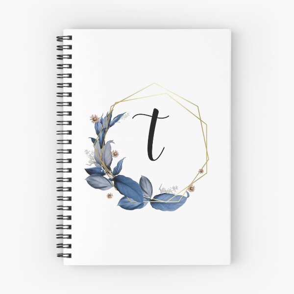 Item preview, Monogram Gold Frame with Blue Leaves | Monogram Letter T designed and sold by JustSeasons.