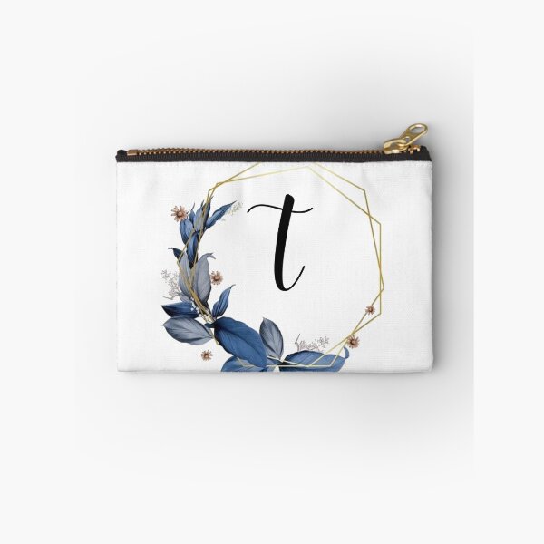 Item preview, Monogram Gold Frame with Blue Leaves | Monogram Letter T designed and sold by JustSeasons.