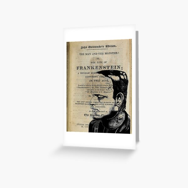Frankenstein Book Page Illustration Greeting Card