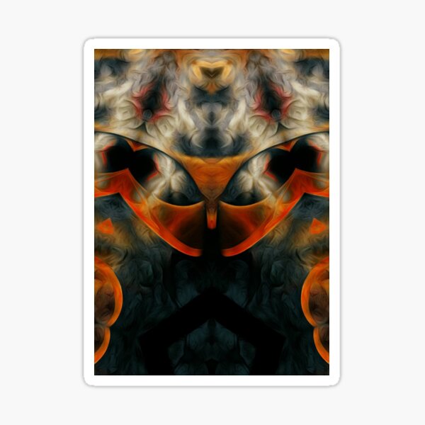 psychedelic futuristic fractal abstract on fire Sticker