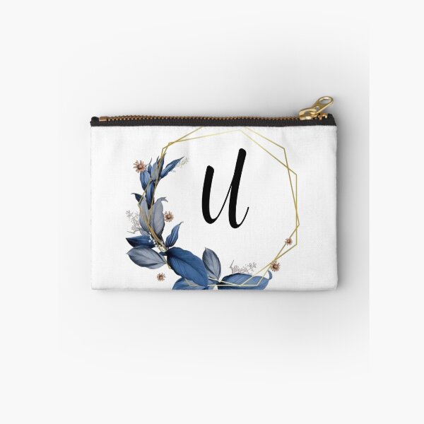 Item preview, Monogram Gold Frame with Blue Leaves | Monogram Letter U designed and sold by JustSeasons.