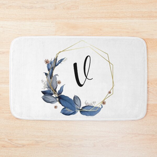 Item preview, Monogram Gold Frame with Blue Leaves | Monogram Letter V designed and sold by JustSeasons.