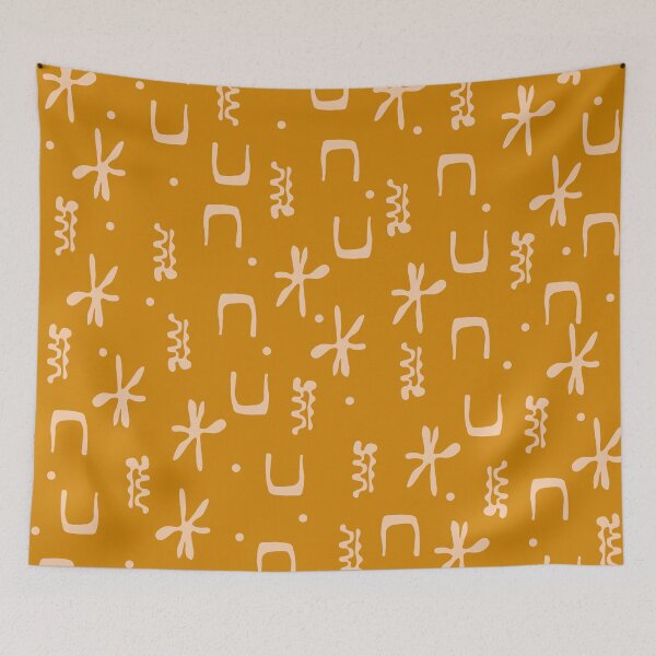 Item preview, Organic Hieroglyph Abstract Pattern in Ochre Mustard Gold and Buff designed and sold by kierkegaard.