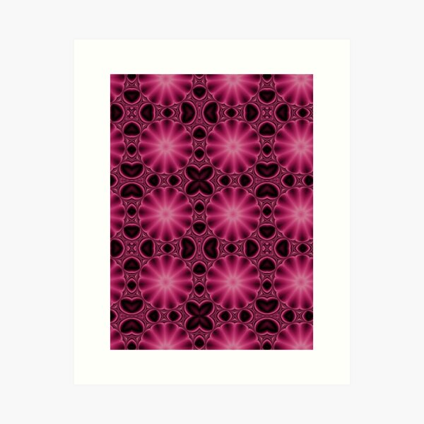 glowing pink fractal mandala patterns Art Print