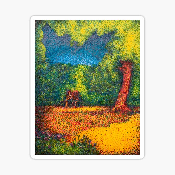 Pointillist couple in park drawing Poster for Sale by samanthaesmeart