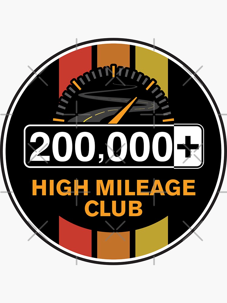 Thumbnail 3 of 3, Sticker, The High Mileage Club - 200,000+ Miles (C Version) designed and sold by brainthought.
