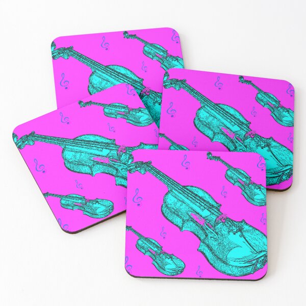Item preview, Artsy Baby Blue Violins on a Hot Pink Background Design designed and sold by ThisNThatImages.