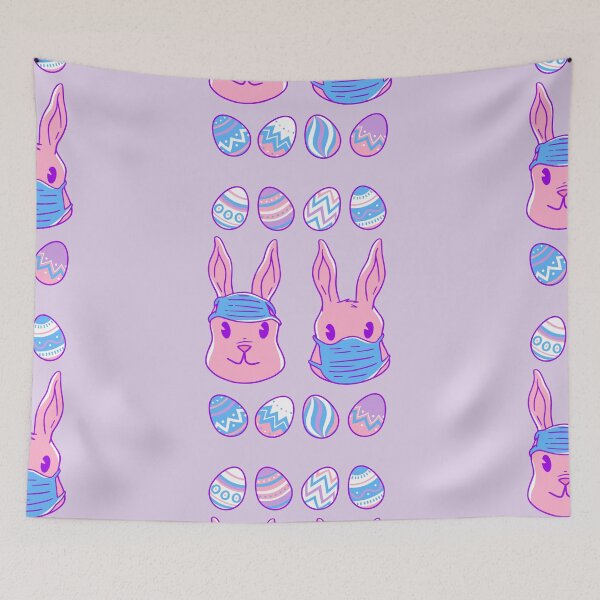 Item preview, covid happy easter face mask bunny rabbits designed and sold by Gossip Rag.
