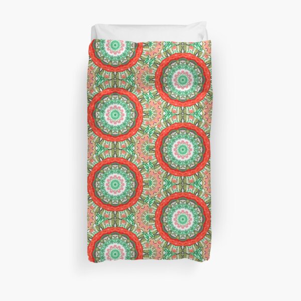 Watermelon Floral Kaleidoscope Duvet Cover