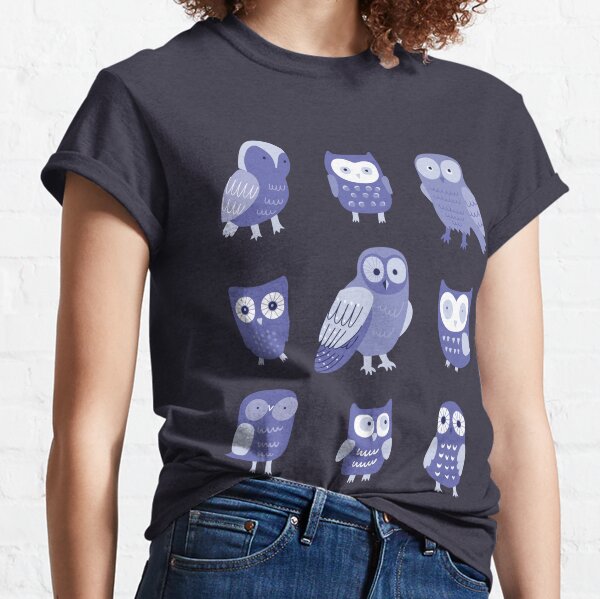 Autumn Owls - Cute Very Peri Owl pattern by Cecca Designs Classic T-Shirt