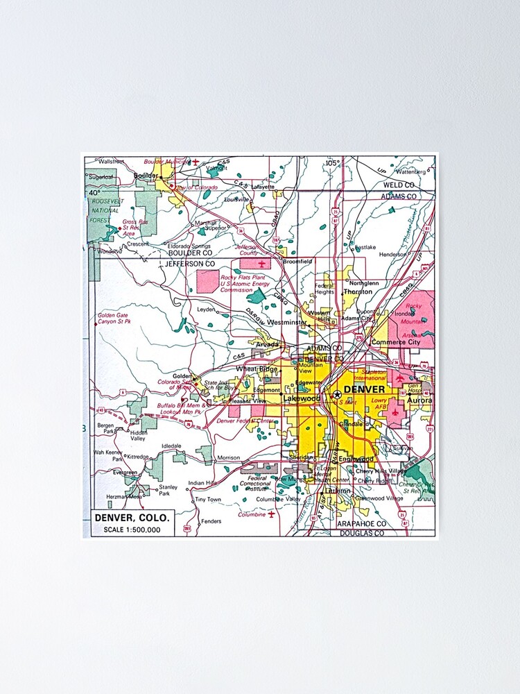 Denver Colorado Karte Poster Von Everything Shop Redbubble