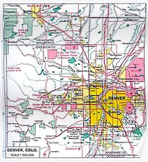 Denver Colorado Karte Poster