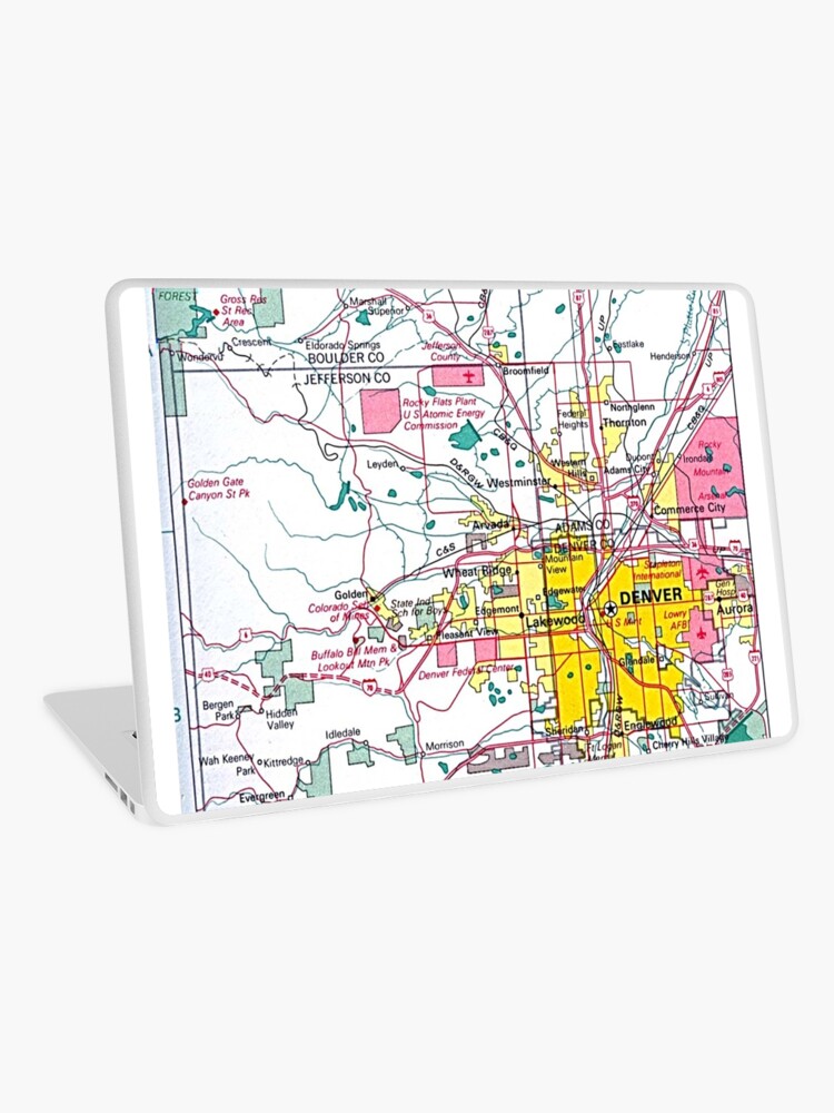 Denver Colorado Karte Laptop Folie Von Everything Shop Redbubble