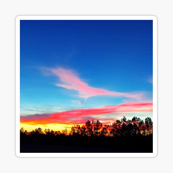 Beautiful Sunset, Blue Pink Yellow Sky Sticker