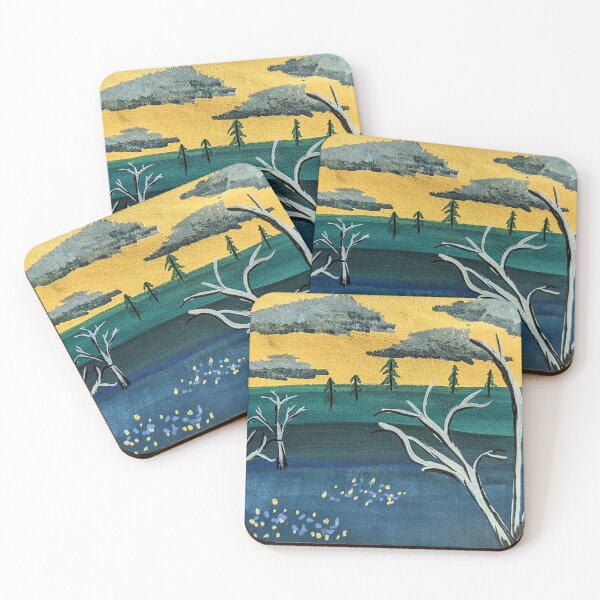 Item preview, Unique Landscape Painting with Blue and Baby yellow   designed and sold by MagicGnome47.