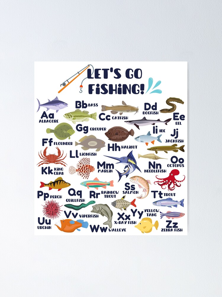 Let's Go Fishing Fish Alphabet, Fish A-Z, Fishing ABC, Outdoorsman