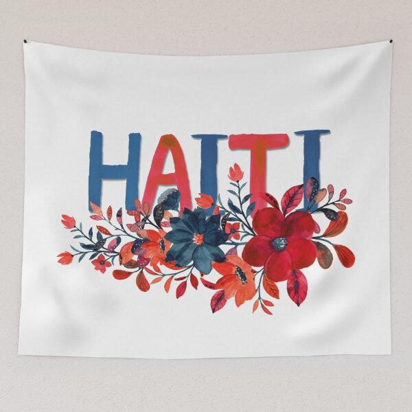 Item preview, Lakay Haiti Watercolor Blue and Red designed and sold by HaitiPouLaVi.