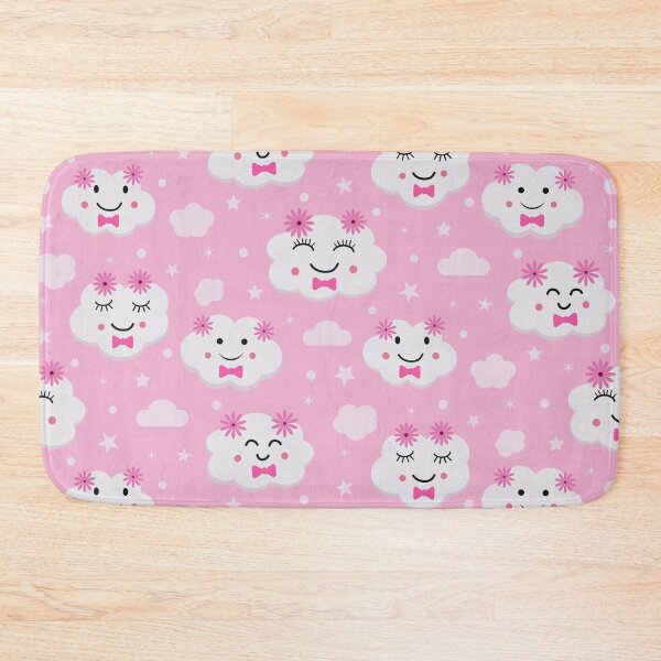 Item preview, Happy kawaii pink  clouds pattern with flowers and stars  designed and sold by Yasminepatterns .
