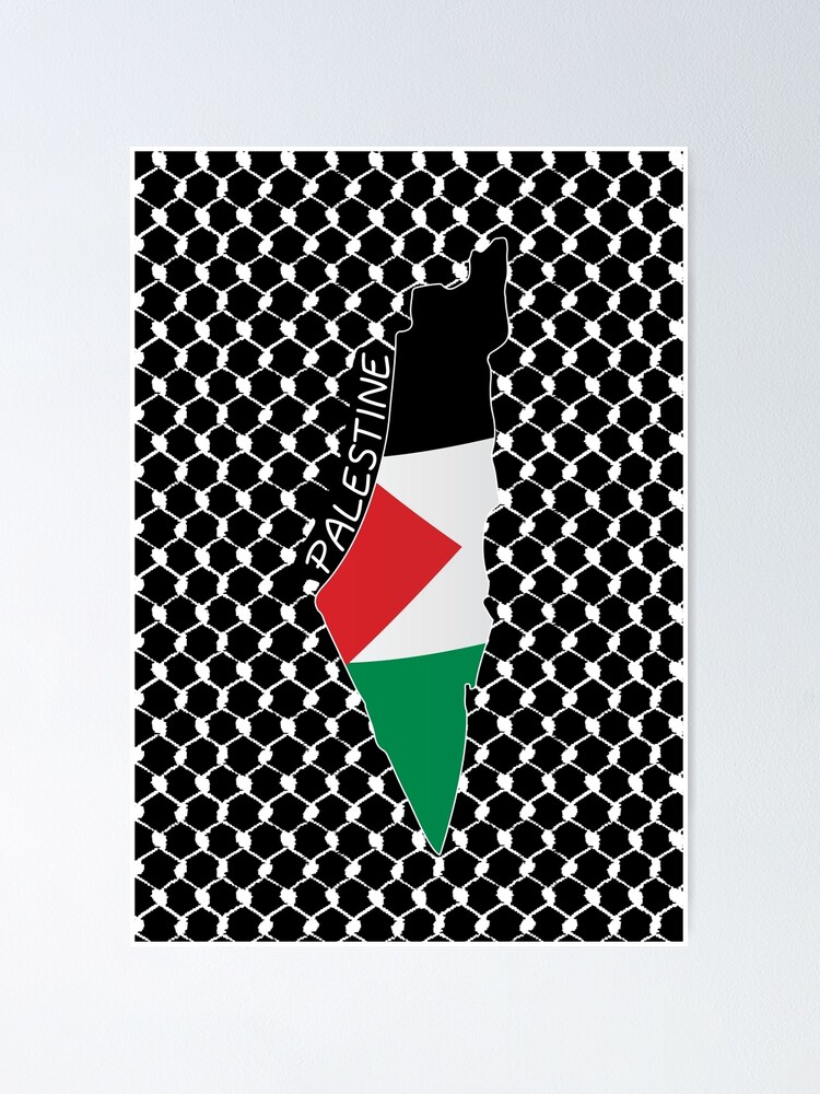Palestine Flag Map Palestinian Kufiya Hatta Traditional Keffiyeh Pattern -  BLK Greeting Card for Sale by Hurriyyatee Palestine