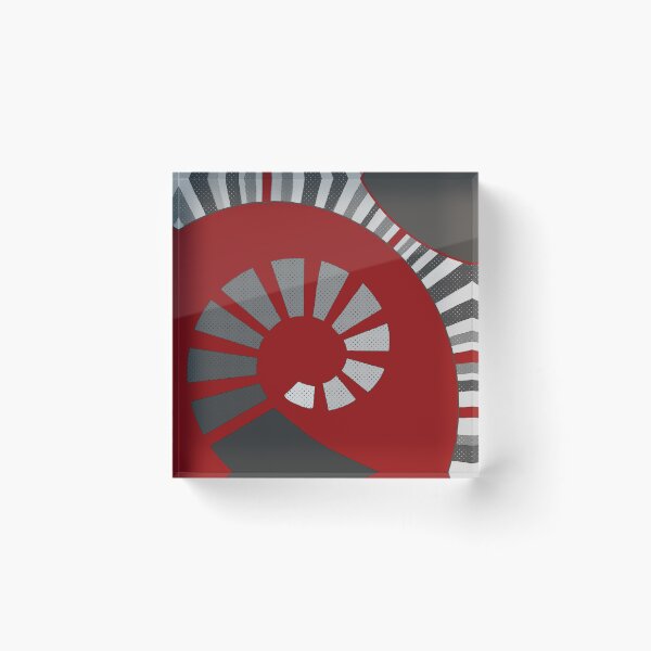 Artikelvorschau, Abstract, geometric, spiral, stripes, polka dots, light and dark grey, red entworfen und verkauft von Svitac.